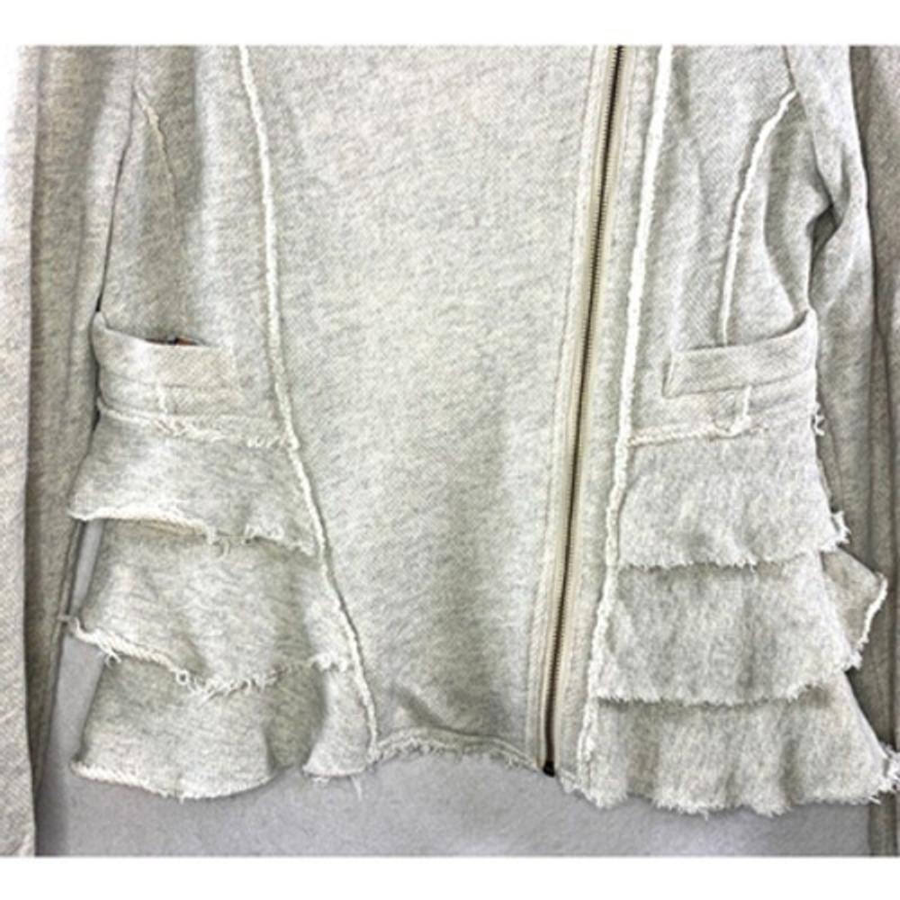Sundance Womens‎ Ruffled Joy Jacket Sz S Gray Cotton Boho Moto Feminine Edgy - Picture 3 of 14